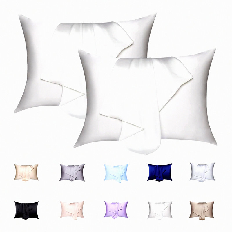 LuxurySilk Hair-Saving Pillowcase Set - 100% Mulberry Silk, 19 Momme, 600 Thread Count, Hidden Zipper, White, Standard 20x26 - Pack of 2