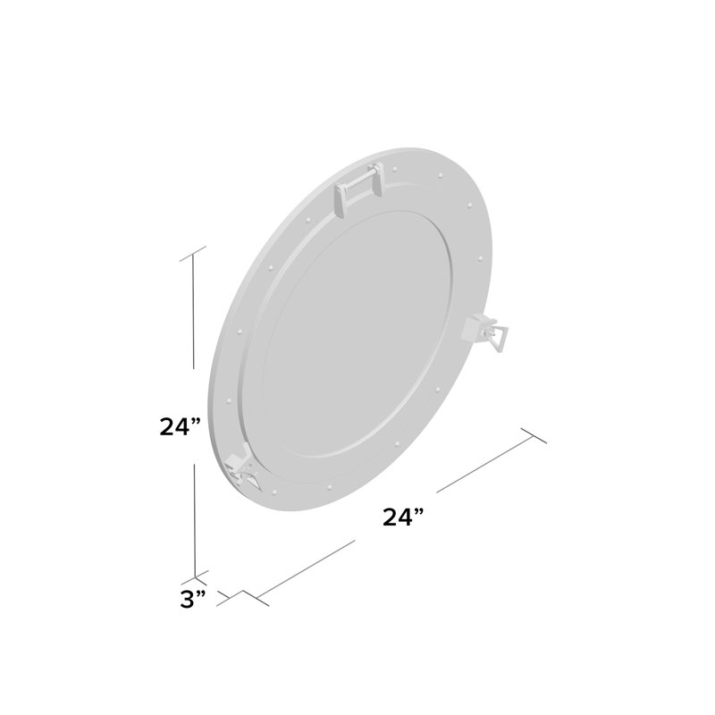 Décoration murale hublot, H 24 po x l 24 po x p 3 po, Nickel brossé