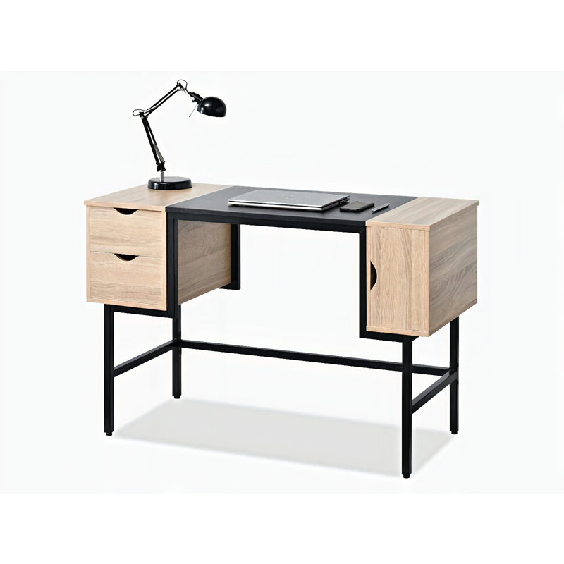 Dawniel Metal Base Writing Desk, Oak