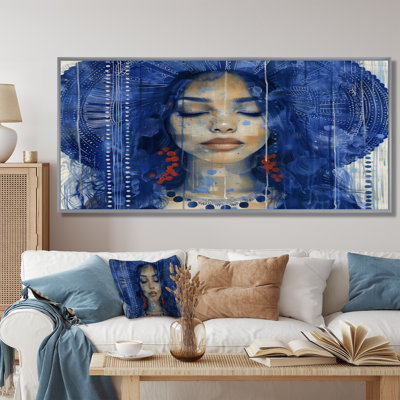 Blue Boho Woman Portrait I - Woman Boho Wall Decor