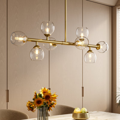 Lustre spoutnik linéaire de style Mid-Century à 8 lumières 39 "avec ampoules Ether de Ether, ampoules 3 couleurs incluses pour la salle à manger et la cuisine Ether
