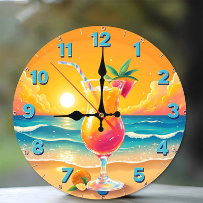 Décoration murale horloge cocktail Summer Beach