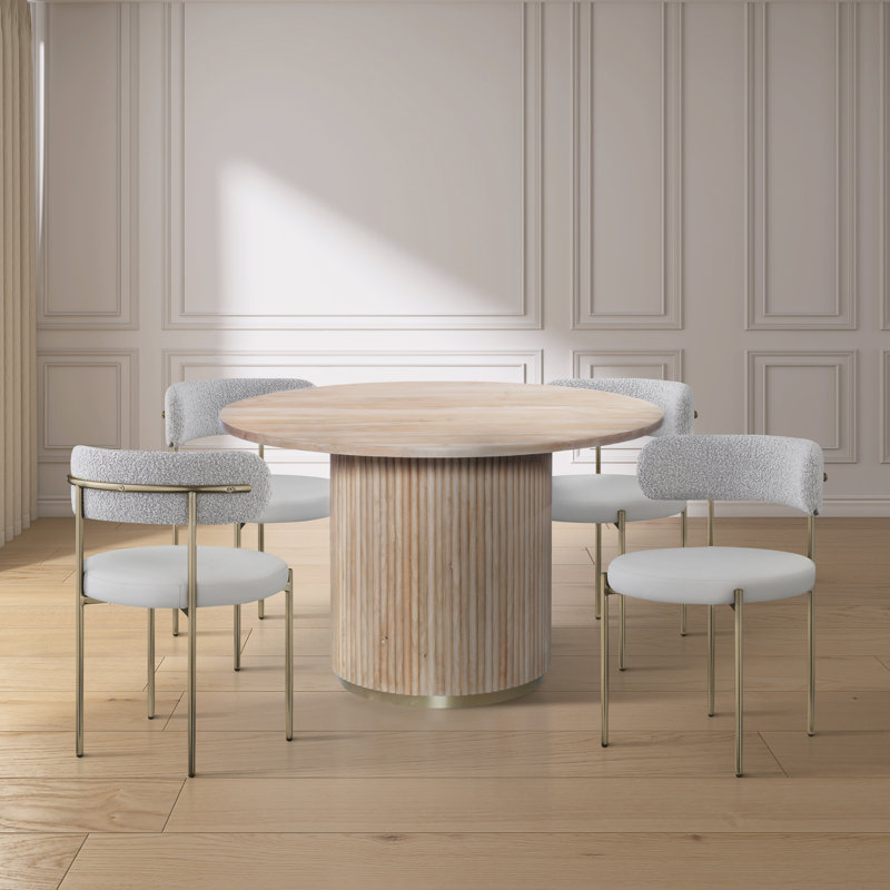 Meridian Furniture Creekmore Dining Table + 4 Dining Chair Set, Taupe
