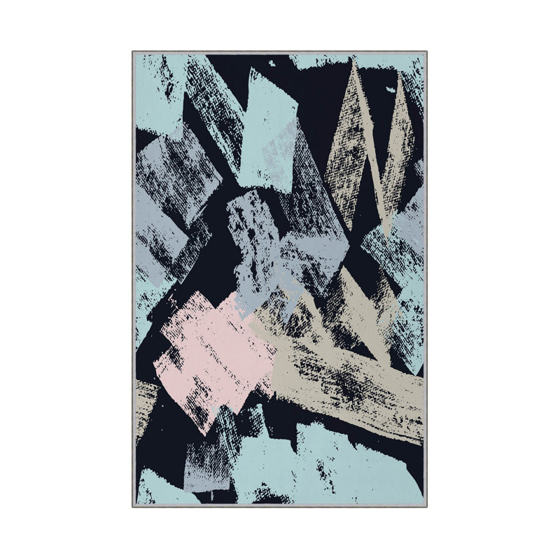 Elegant Hall Carpet, 3D Digital Print Design, 3.9 x 4.9 ft | 100% Polyester, Antibacterial, Non-Slip PVC Dot Underside, Pile Height: 0.04 in, Machine Washable, Perfect for Living Room & Entryway Decor