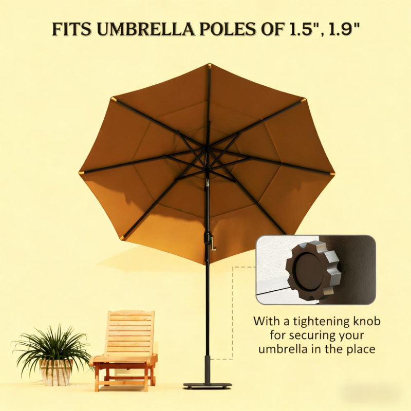 Base de support de parasol pratique en métal avec patins réglables, support de parasol de patio robuste, base de parasol carrée