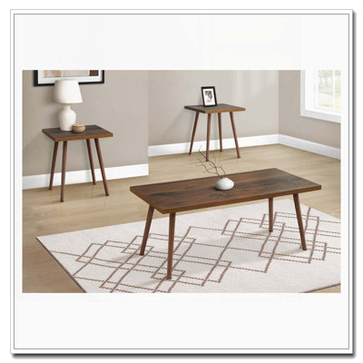 Ensemble de 3 tables basses contemporaines noyer clair
