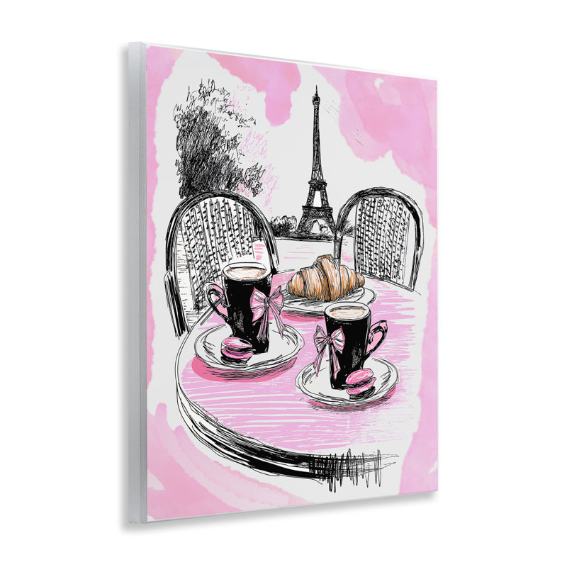 Plaque murale rose pour petit-déjeuner café parisien, design par Jess Stempel