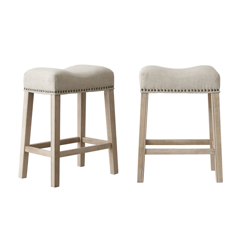 Ensemble de tabourets de comptoir rembourrés, Naturel, Beige