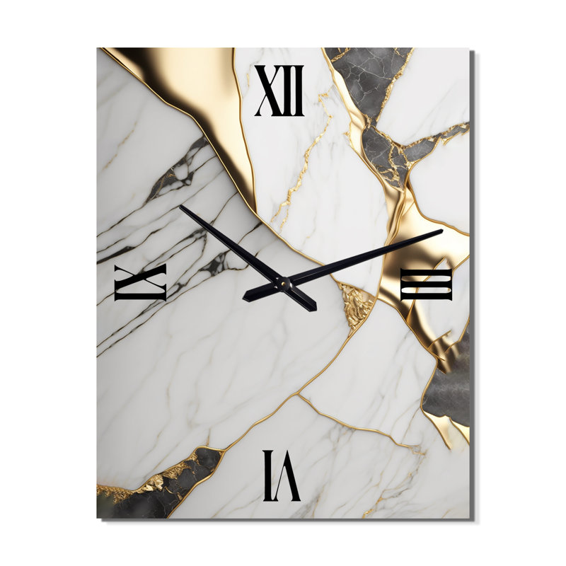 Jahshua - Horloge murale abstraite surdimensionnée en marbre, H 28 po x l 12 po x P 1 po
