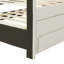 Lit plateforme double tapissier avec gigogne simple et 3 tiroirs, tissu en lin, beige-117250201