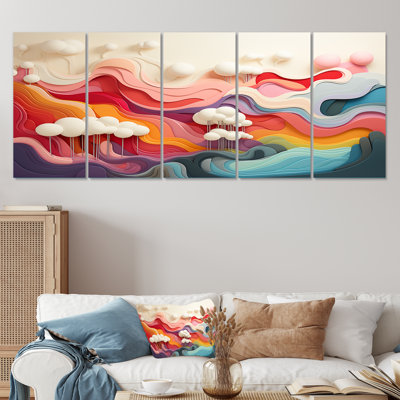 «Colorful Fantasy Mountain Landscape I», ensemble d'art mural abstrait 5 pièces