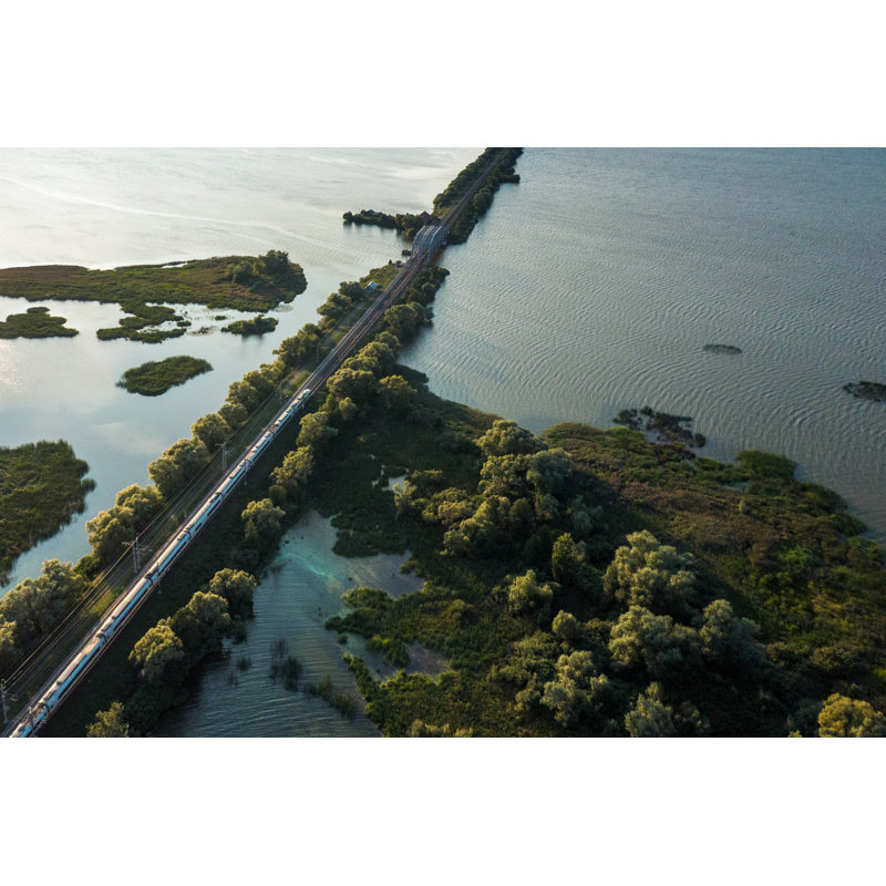 Aerial View Of A Train by Sankai - No Frame Art Prints on Canvas, 61cm H  x 91cm W