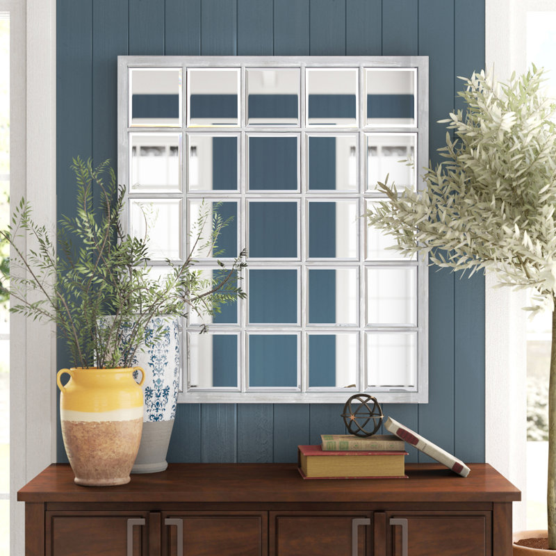 Manu Frameless Accent Mirror, Antiqued White