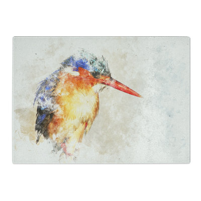 Tempered Glass Exquisite Kingfisher Bird Chopping Board