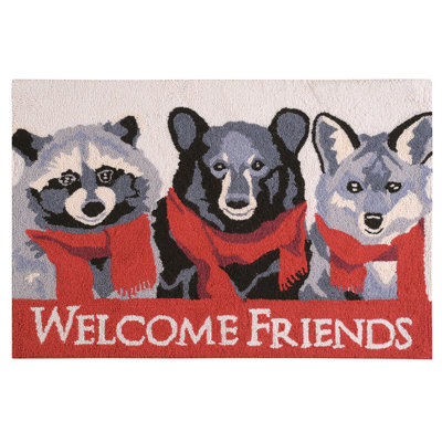Tapis rouge en laine Welcome Friends Lodge