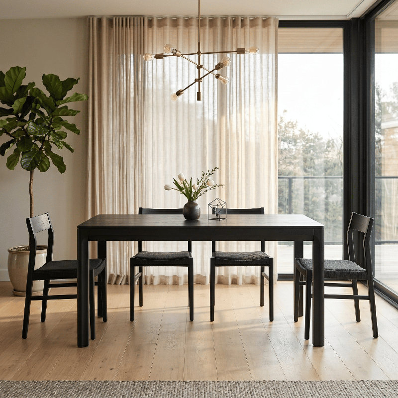 NTC Flow 55 - 71 Inch Modern Design, Rectangular Dinner Table for Dining Room, Living Room Furniture, Effortless Assembly