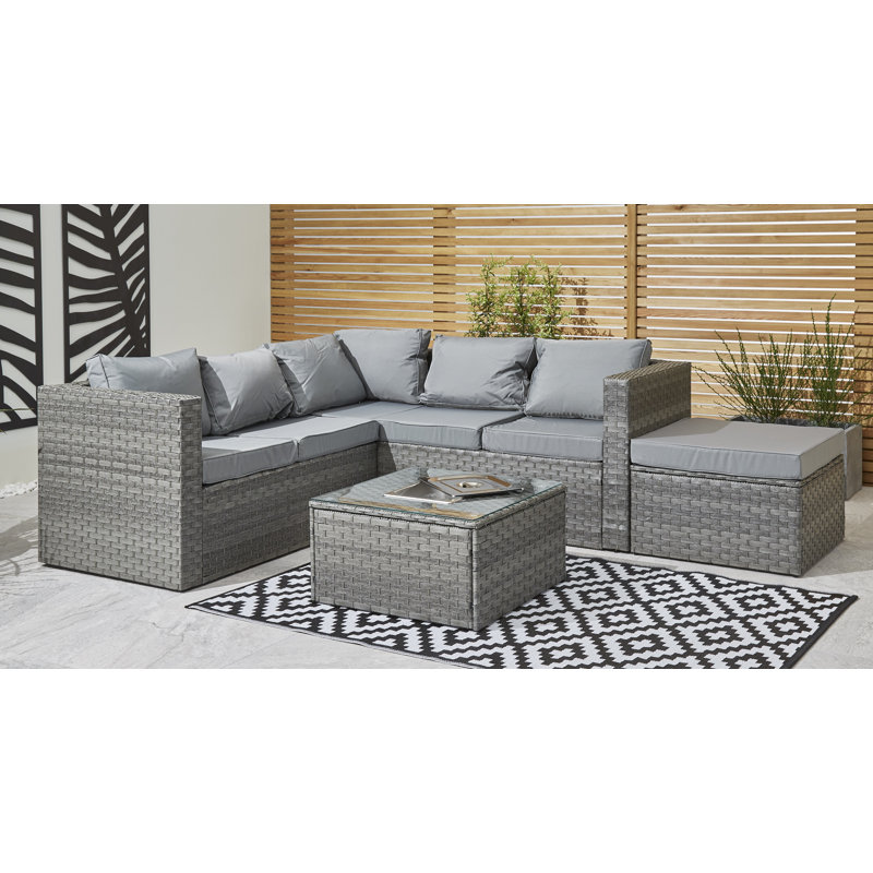 Carless Rattan 6 - Person Seating Group with Cushions