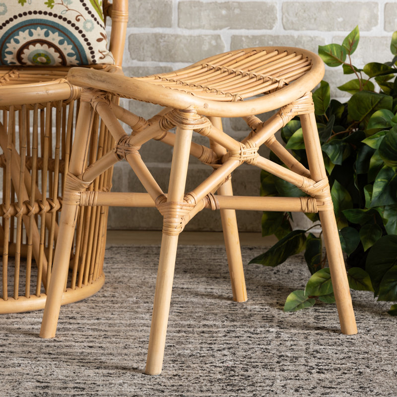18.1" Wide Rattan Oval Footstool Ottoman