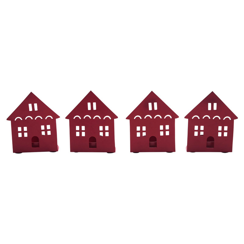 Ensemble de 4 bougies chauffe-plat Festive Finds 4,5 x 3,75 x 2,25, Rouge campagnard