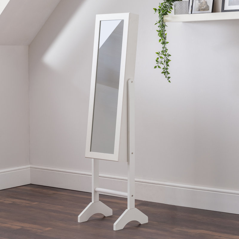 Ghayth Wood Flat Floor Mirror with Shelves