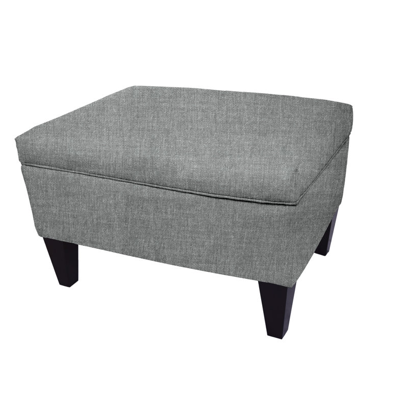 Zaylee Velvet Ottoman, Ash