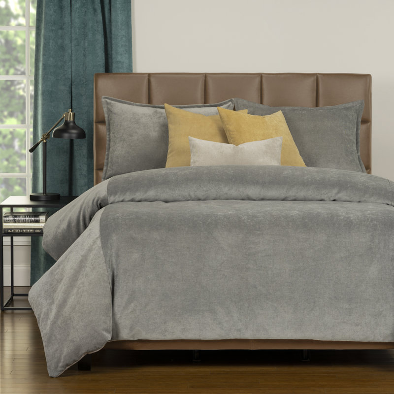 Polyester Channel Duvet Cover & Insert, Full/Double Duvet Cover + 6 Additional Pieces, Smoke