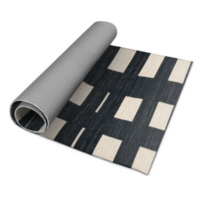 Tapis intérieur / extérieur noir à carreaux