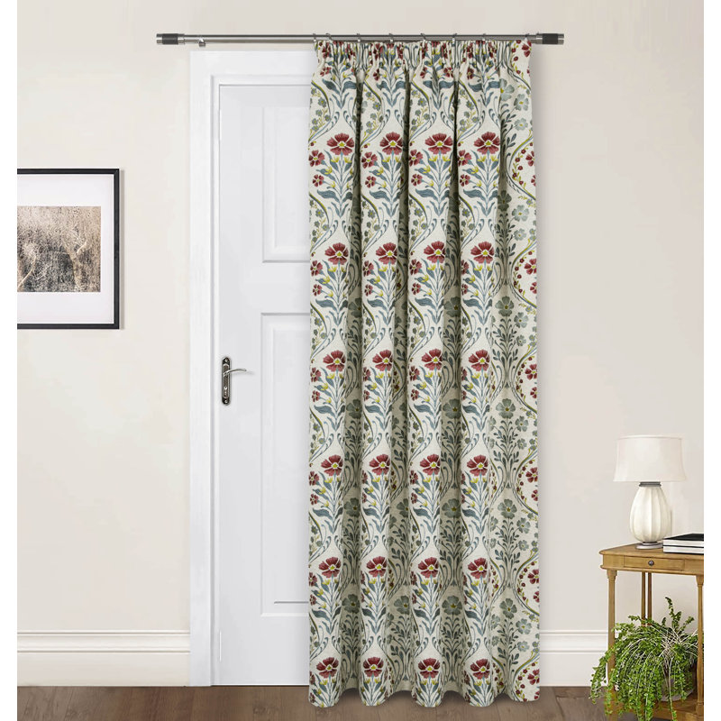 Akrish Pencil Pleat Room Darkening Thermal Door Curtain, Blue