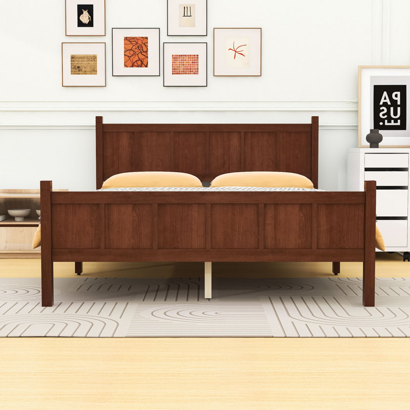 Lit plateforme avec tête de lit, Grand lit, Noyer foncé