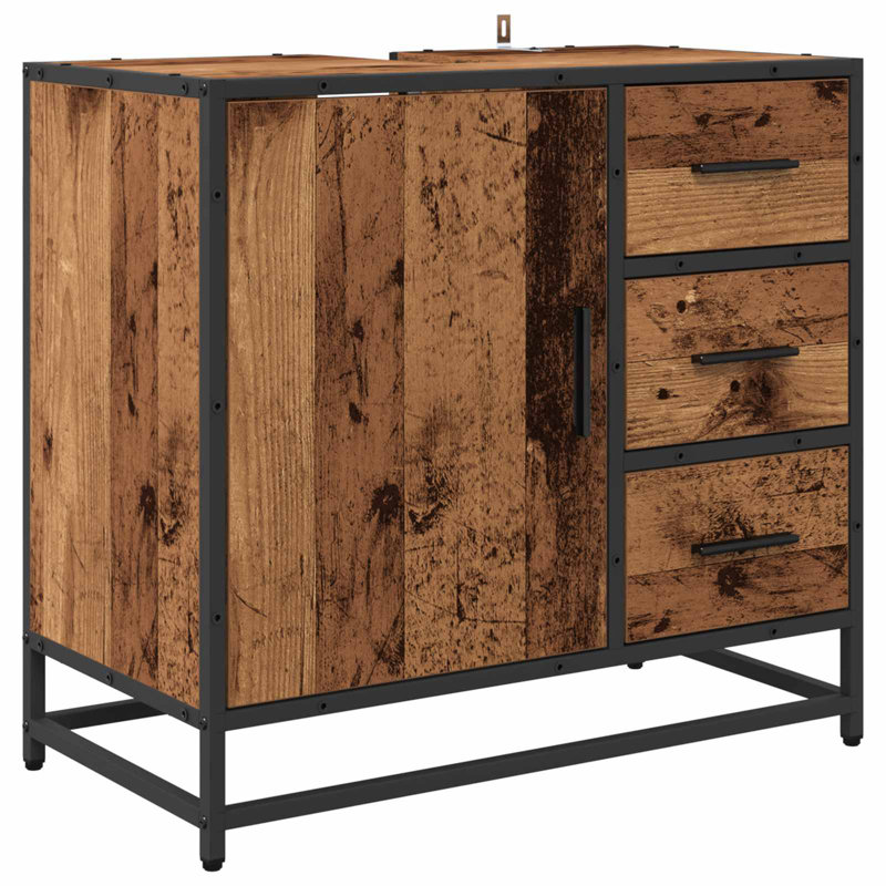 Vanity & Mirror Set, Medium Wood