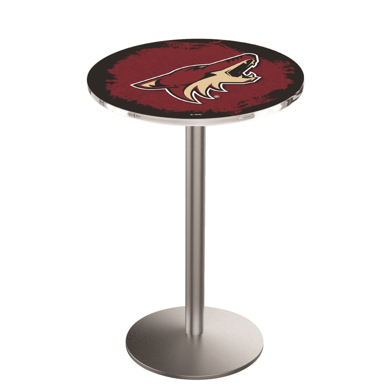 Round with Steel Base Dining Table, Phoenix Coyotes, Stainless Steel