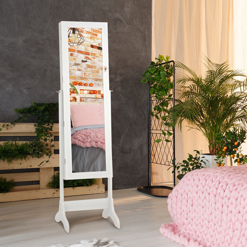 Armoire à bijoux avec miroir Mynatt, blanc