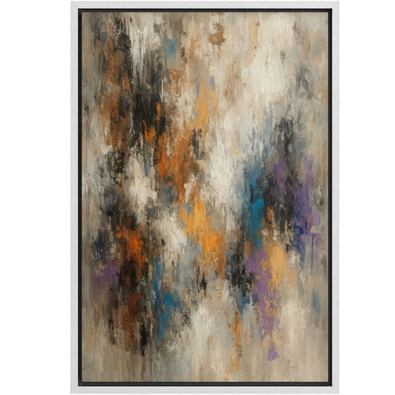 Abstrait coloré, art moderne, reproduction d'art sur toile encadrée, H 36 po x l 24 po, Blanc