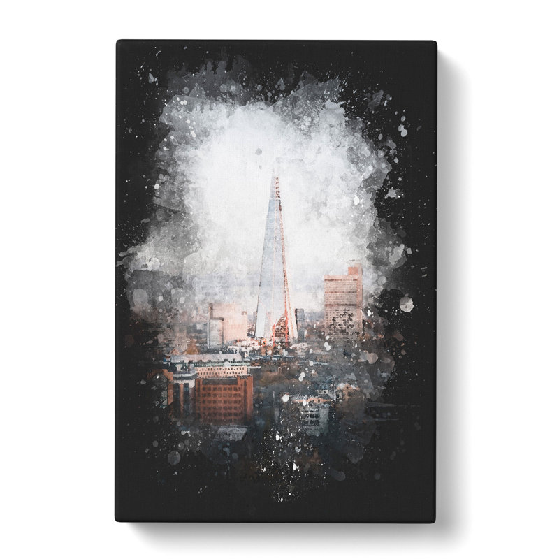 The Shard In London Vol.5 Paint Splash - Wrapped Canvas Print, 50cm H x 35cm W x 3cm D