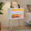 Nightstand Set Of 2, Bedside Table With 1 Storage Drawer Charging Station And Led Open Shelf-1052660779