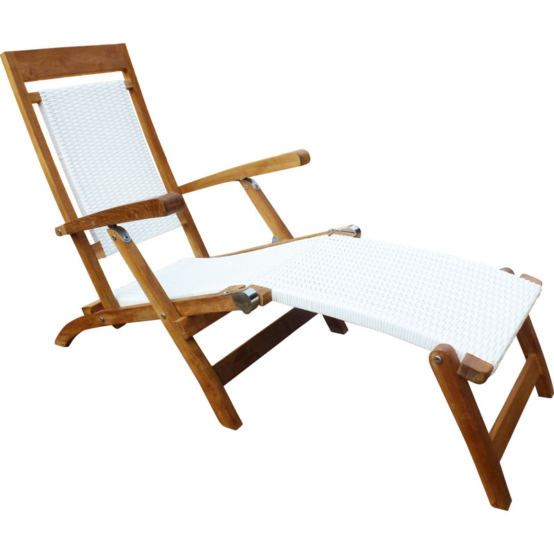 Narmada Outdoor Teak Chaise Lounge, White