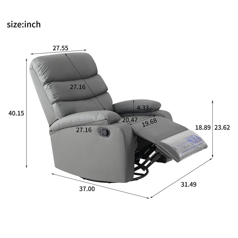 Fauteuil inclinable berçant, Similicuir gris