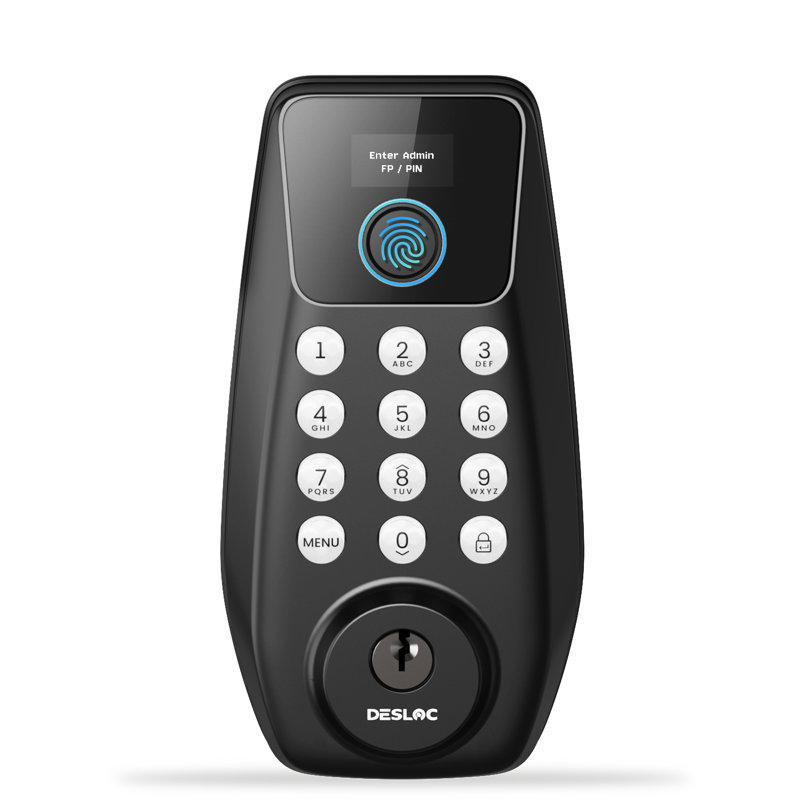 Desloc Fingerprin Keypad Smart Lock With Access Screen, Matte Black