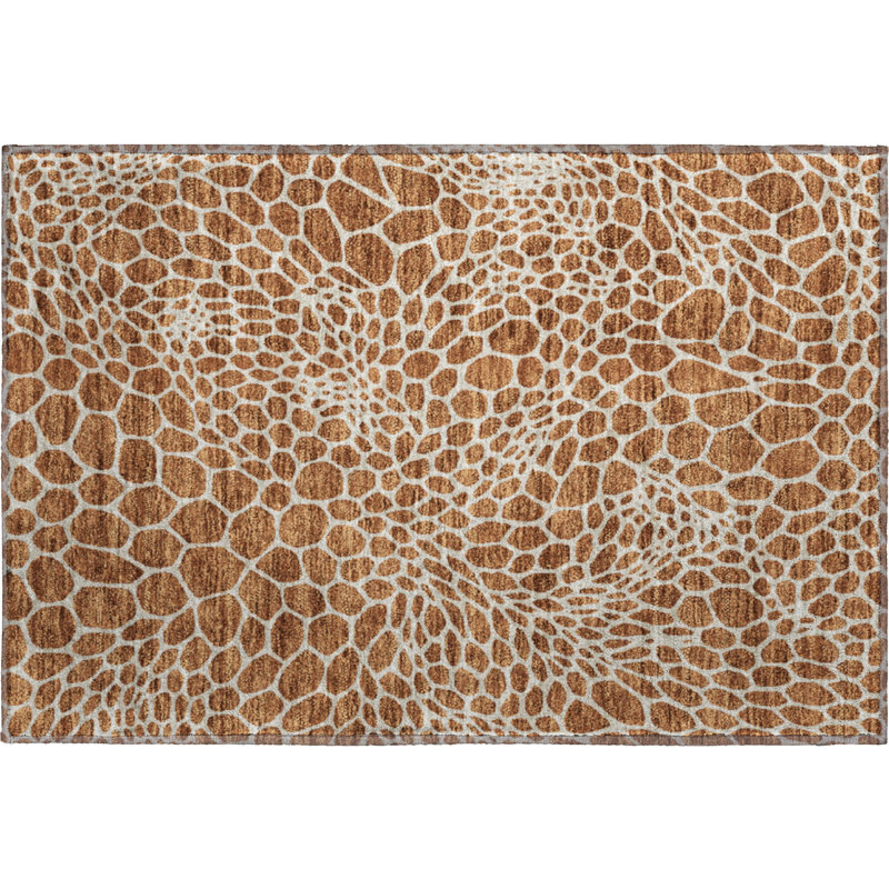 Premium Machine Washable Prisco Paprika Rug, Rectangle 1'8" x 2'6"