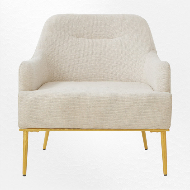 Chaise d'appoint rembourrée avec pieds en métal doré, Beige