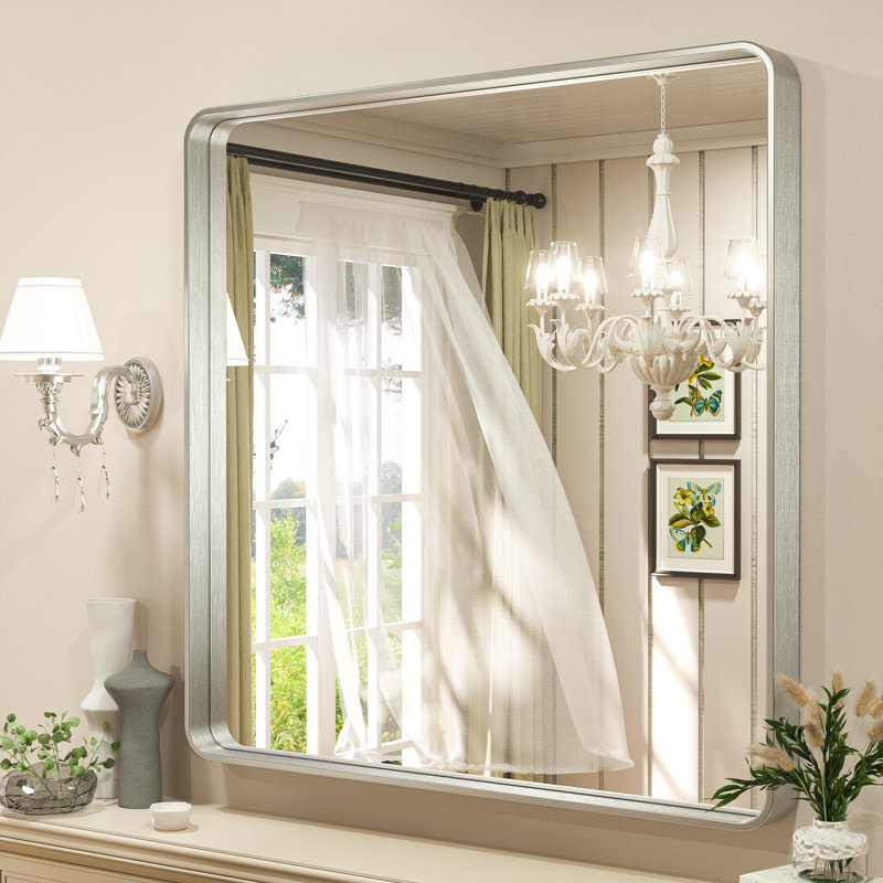 Miroir d'appoint Tyro, Argent, 36 po x 36 po, Square