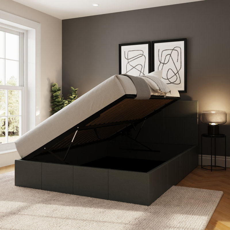 Basso Upholstered Ottoman Storage Bed, Double (4'6), Grey