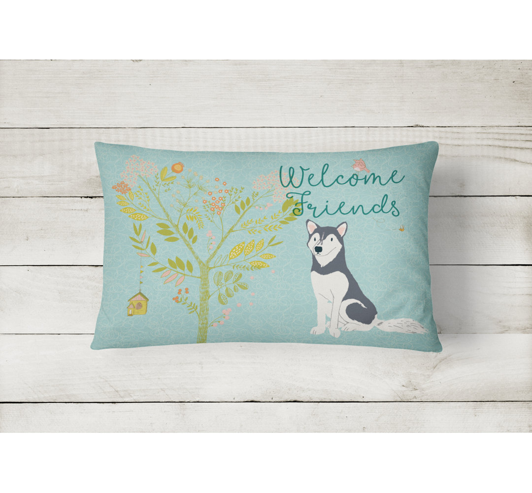 Welcome Friends Siberian Husky Indoor/Outdoor Throw Pillow Caroline's Treasures