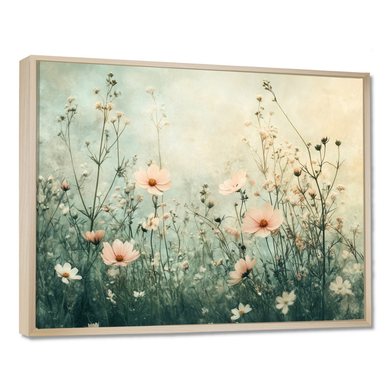 Décoration murale «Soft Meadow Bloom I» - paysage vert, H 34 po x l 44 po, Cadre naturel flottant