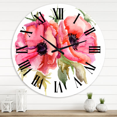 Coquelicots stylisés - Horloge murale traditionnelle