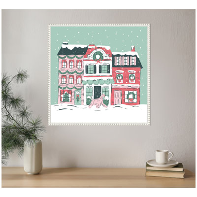 «Snowy Christmas Village» par Krissy Mast, reproduction d'art sur toile encadrée