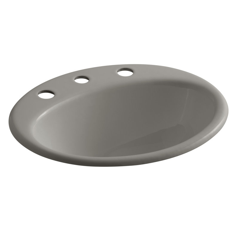 Farmington Metal Oval Drop-In Bathroom Sink with Overflow, Sandbar, 8" Center