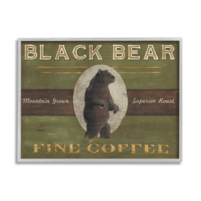«Black Bear Fine Coffee Rustic Kitchen Mountain Animal» par June Erica Vess - Art textuel sur toile
