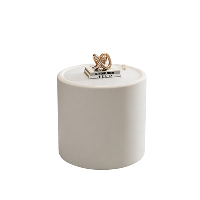White Round Coffee Table with Tempered Glass Top, PU Leather Body & Hidden Storage for Living Room, Modern Accent Table