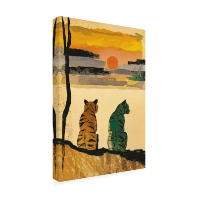 Tigres au repos sur toile